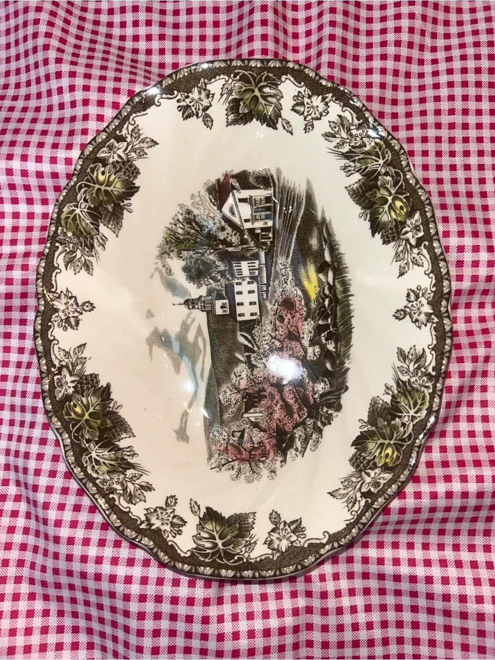 Friendly Village Johnson Brothers Oval Serving Bowl 9 ⅛” x 7 ⅜